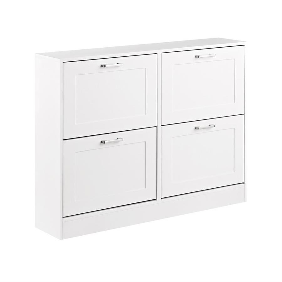 Scarpiera 4 ante in legno bianco 105x82x24 cm - Ginevra
