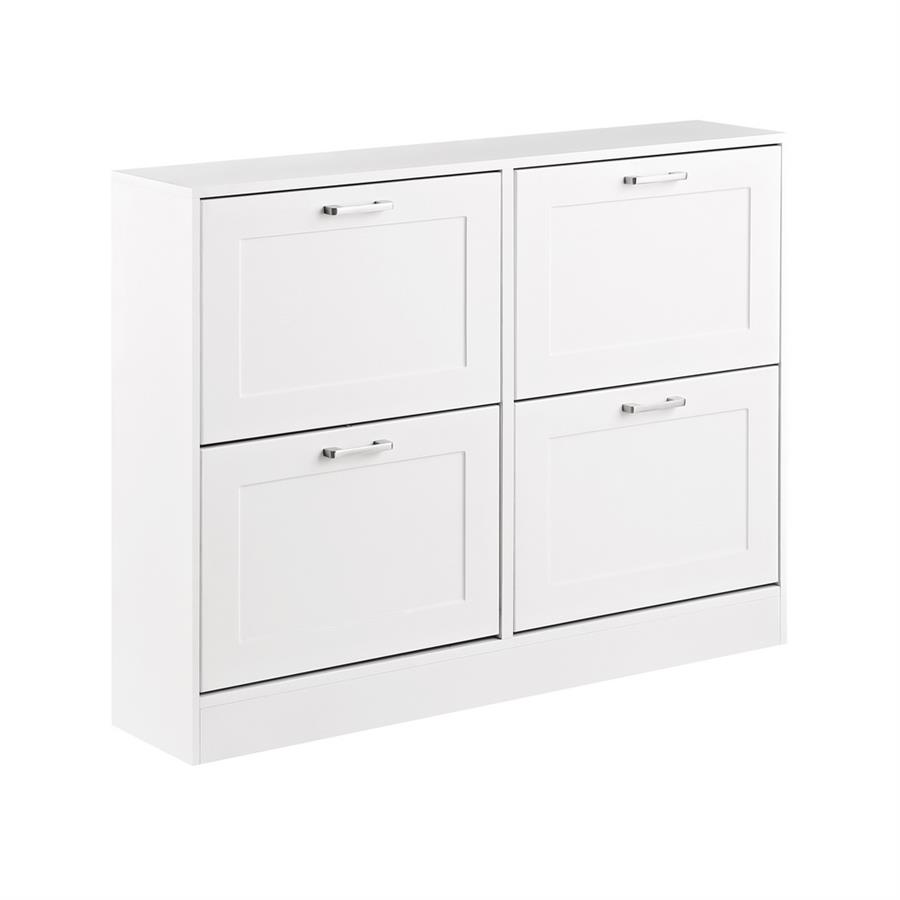 Scarpiera 4 ante in legno bianco 105x82x24 cm - Ginevra