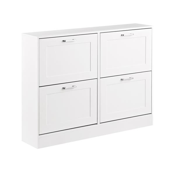 Scarpiera 4 ante in legno bianco 105x82x24 cm - Ginevra