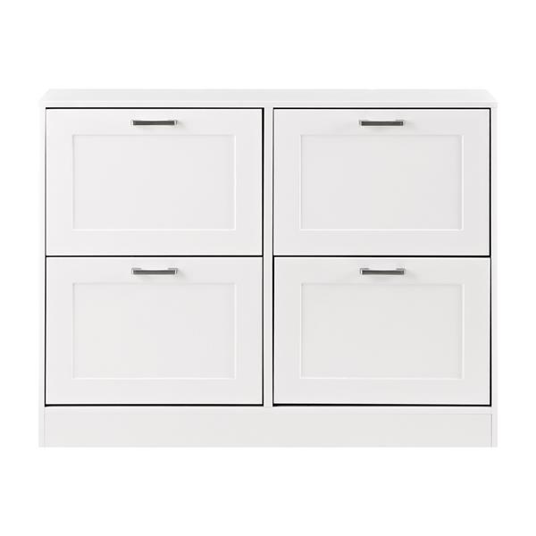 Scarpiera 4 ante in legno bianco 105x82x24 cm - Ginevra