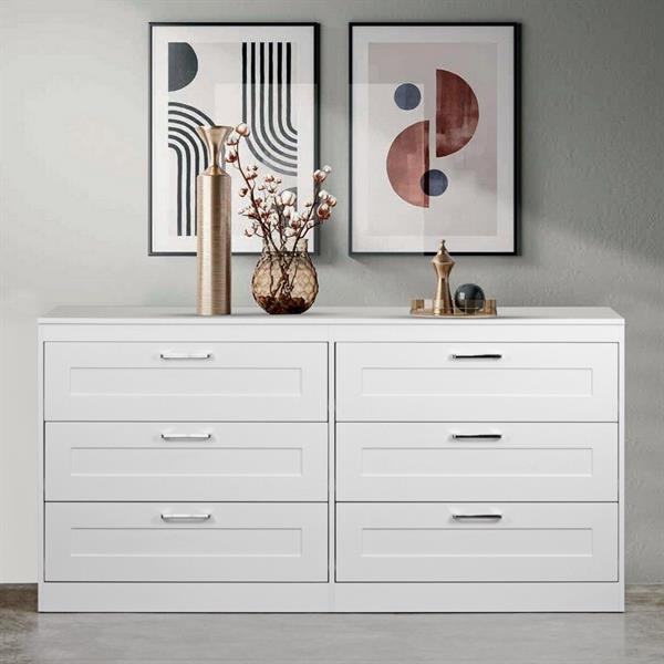 Cassettiera moderna bianca con 6 cassetti 161x81x50 cm - Ginevra
