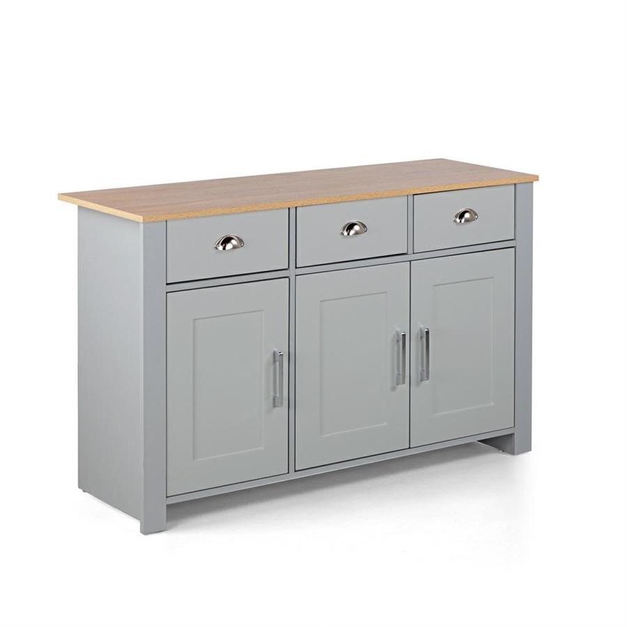 Credenza grigia con 3 cassetti e 3 ante 120x70x40 cm - Ginevra