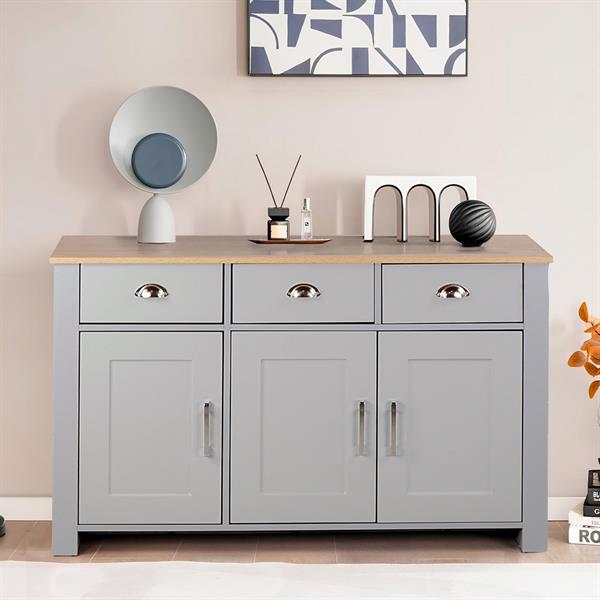 Credenza grigia con 3 cassetti e 3 ante 120x70x40 cm - Ginevra