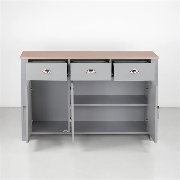 Credenza grigia con 3 cassetti e 3 ante 120x70x40 cm - Ginevra