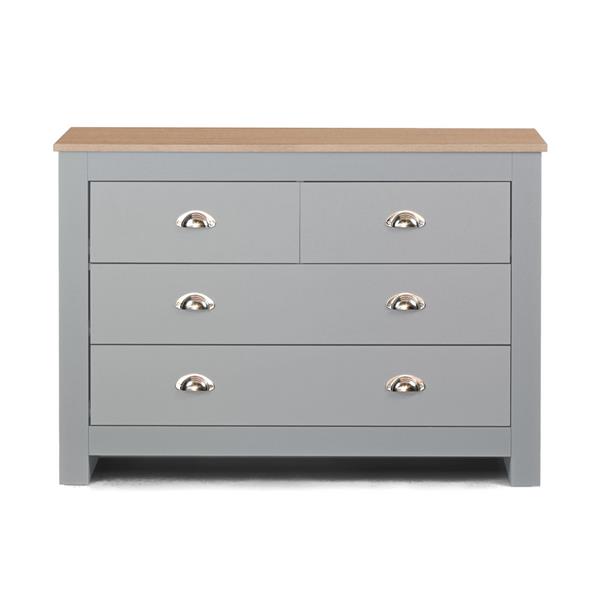 Cassettiera grigia con 4 cassetti con top in legno 100x70x40 cm - Ginevra