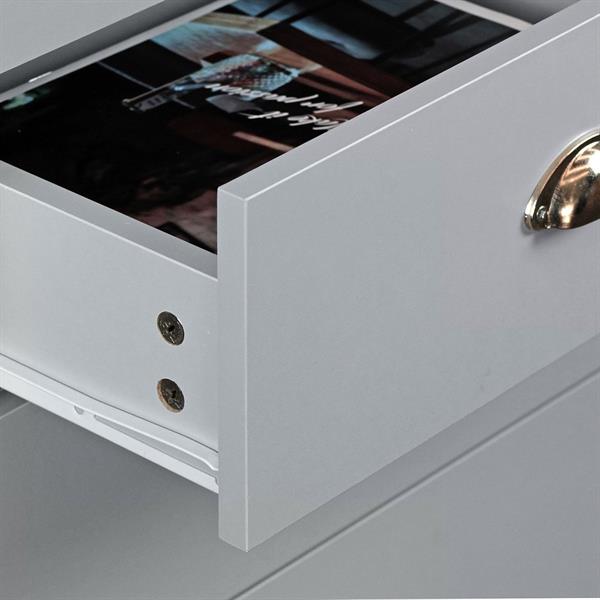 Cassettiera grigia con 4 cassetti con top in legno 100x70x40 cm - Ginevra