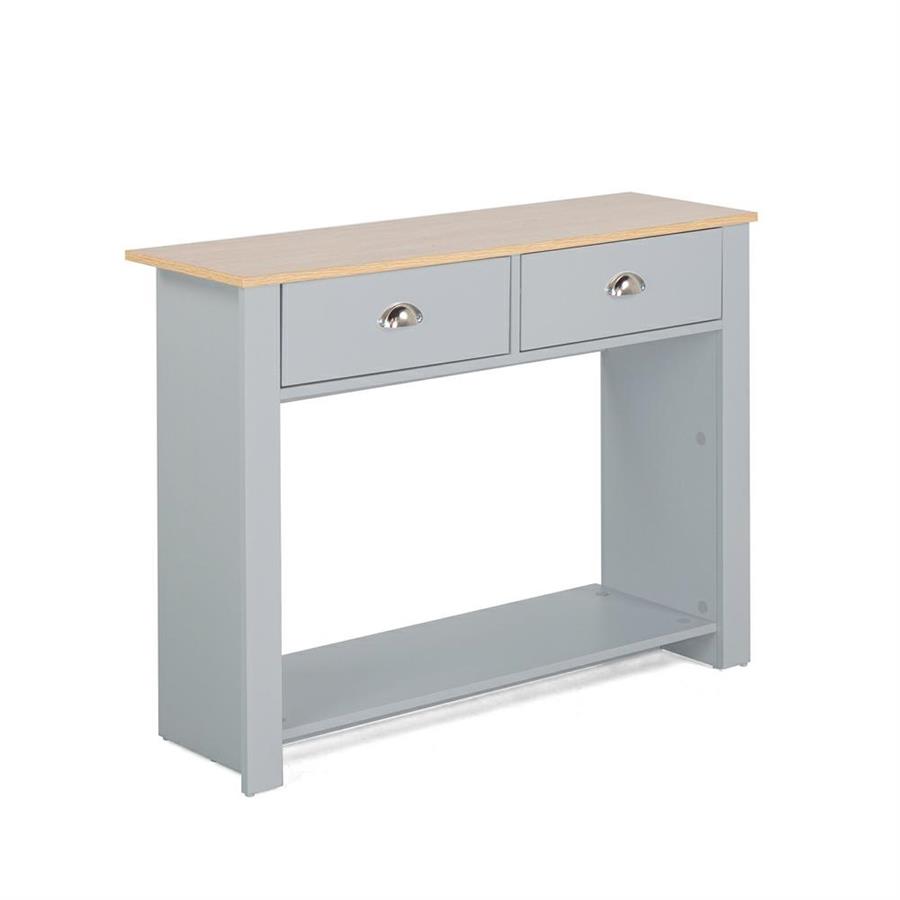 Tavolo consolle da ingresso grigio con top in legno - Ginevra