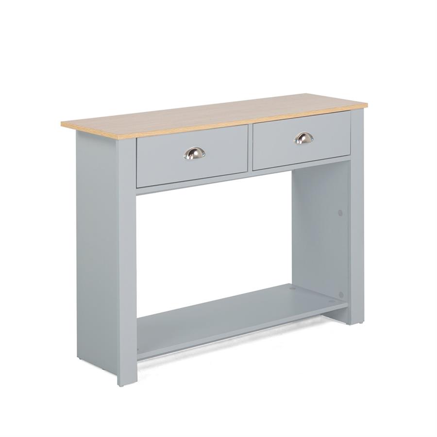 Tavolo consolle da ingresso grigio con top in legno - Ginevra