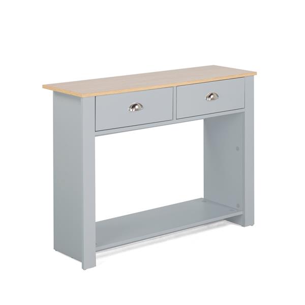 Tavolo consolle da ingresso grigio con top in legno - Ginevra