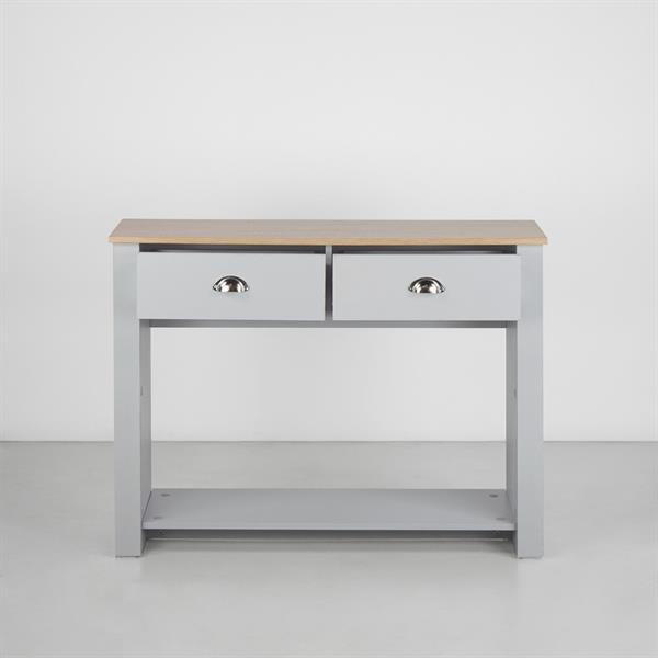 Tavolo consolle da ingresso grigio con top in legno - Ginevra