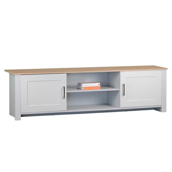 Mobile tv moderno grigio con top in legno - Ginevra