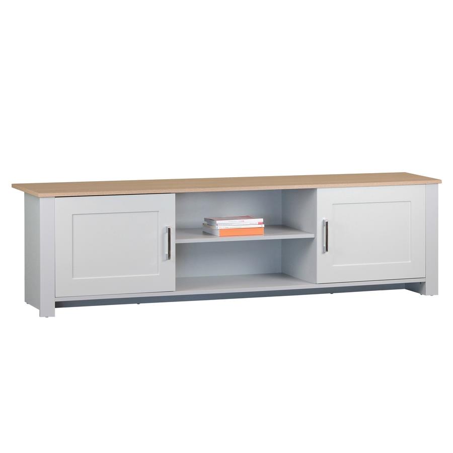 Mobile tv moderno grigio con top in legno - Ginevra