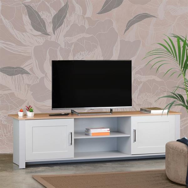 Mobile tv moderno grigio con top in legno - Ginevra