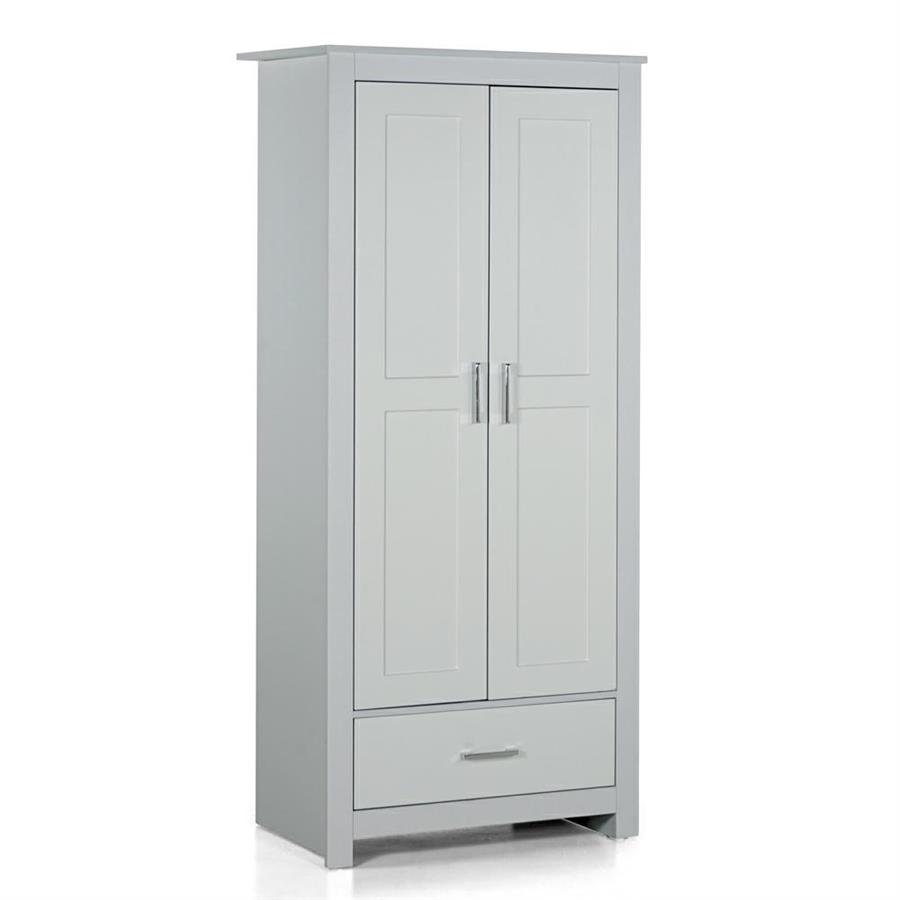 Armadio in legno grigio 2 ante e 1 cassetto 80x180x50 cm - Ginevra