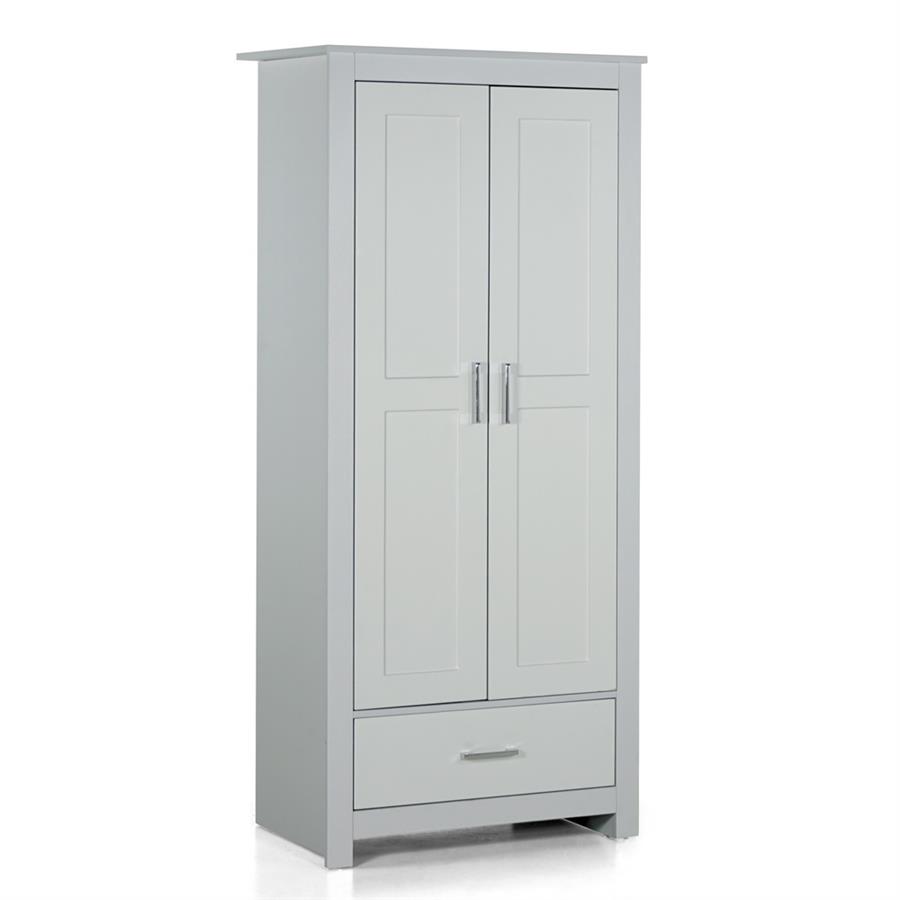 Armadio in legno grigio 2 ante e 1 cassetto 80x180x50 cm - Ginevra