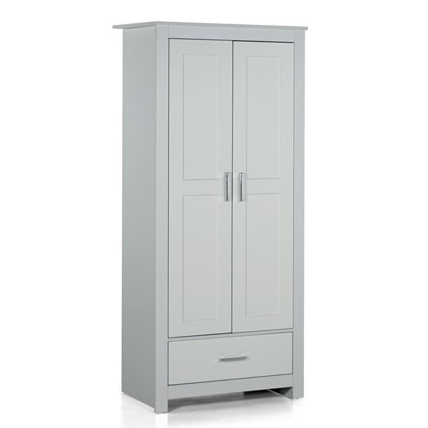 Armadio in legno grigio 2 ante e 1 cassetto 80x180x50 cm - Ginevra
