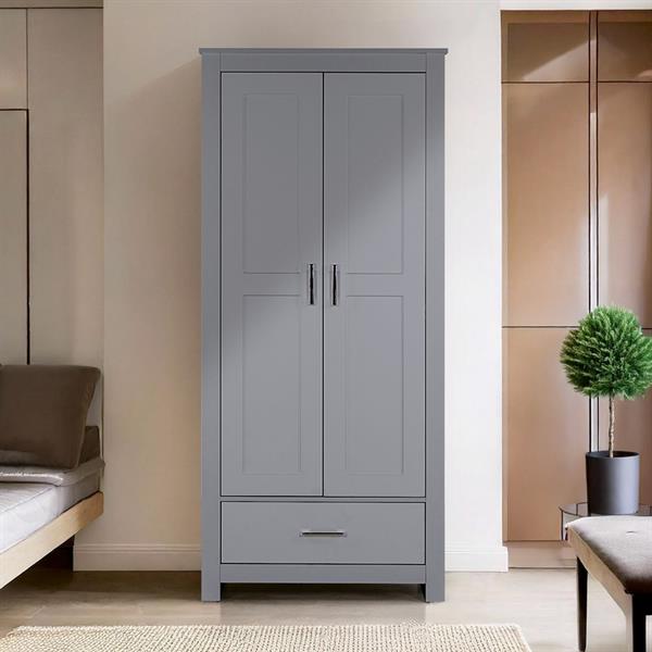 Armadio in legno grigio 2 ante e 1 cassetto 80x180x50 cm - Ginevra