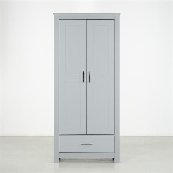 Armadio in legno grigio 2 ante e 1 cassetto 80x180x50 cm - Ginevra