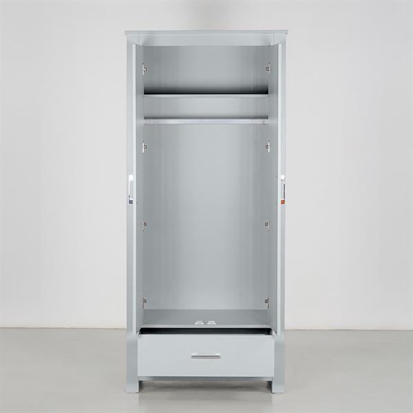 Armadio in legno grigio 2 ante e 1 cassetto 80x180x50 cm - Ginevra
