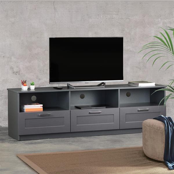 Mobile TV con 3 vani aperti e 3 ante con ribalta - Antracite