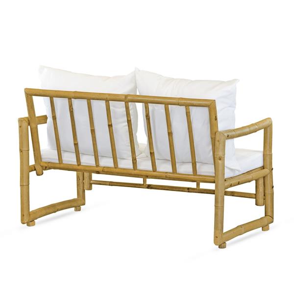 Set da giardino in Bamboo 4 posti con cuscini écru - Coco