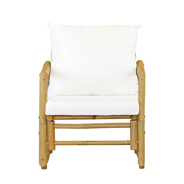 Set da giardino in Bamboo 4 posti con cuscini écru - Coco