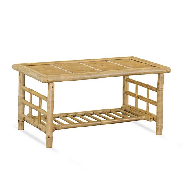 Set da giardino in Bamboo 4 posti con cuscini écru - Coco
