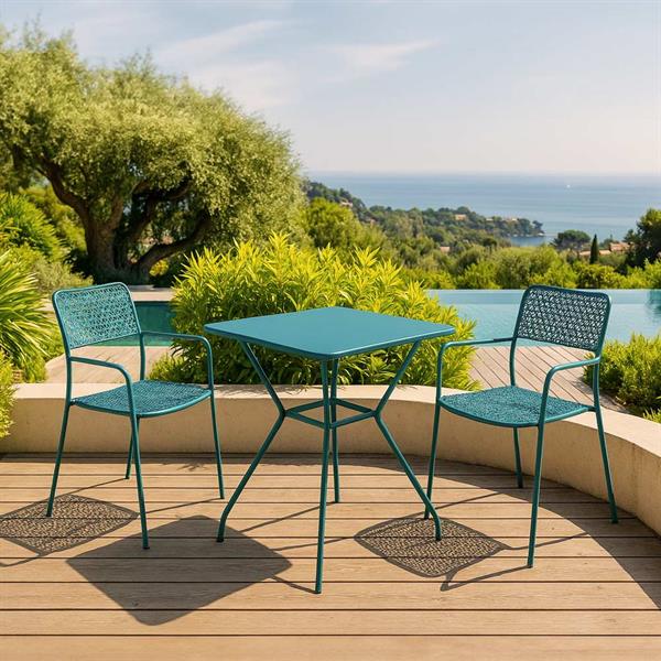 Tavolo da giardino in acciaio 70x70x73 cm, blu