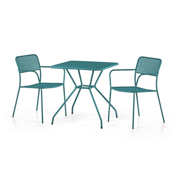 Tavolo da giardino in acciaio 70x70x73 cm, blu