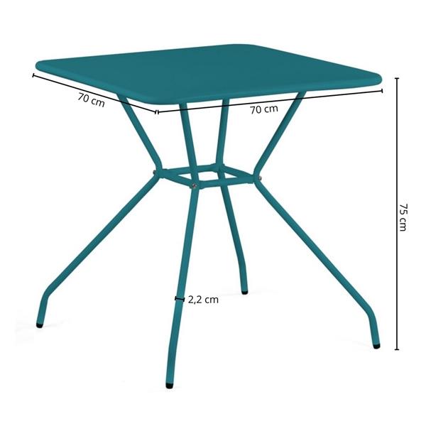 Tavolo da giardino in acciaio 70x70x73 cm, blu
