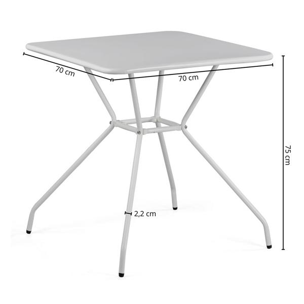 Tavolo da esterno in acciaio 70x70x73 cm, grigio