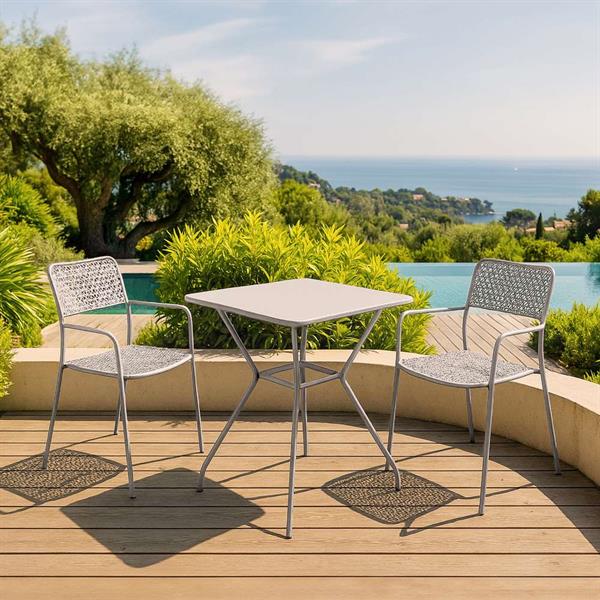 Tavolo quadrato 70x70 in acciaio da giardino, bianco