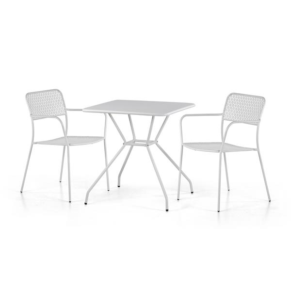 Tavolo quadrato 70x70 in acciaio da giardino, bianco