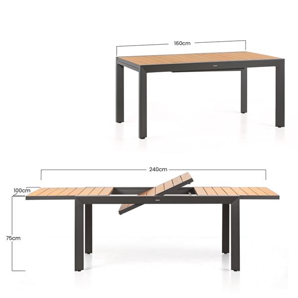 Tavolo da giardino 160-240x100x075 grigio -Olbia