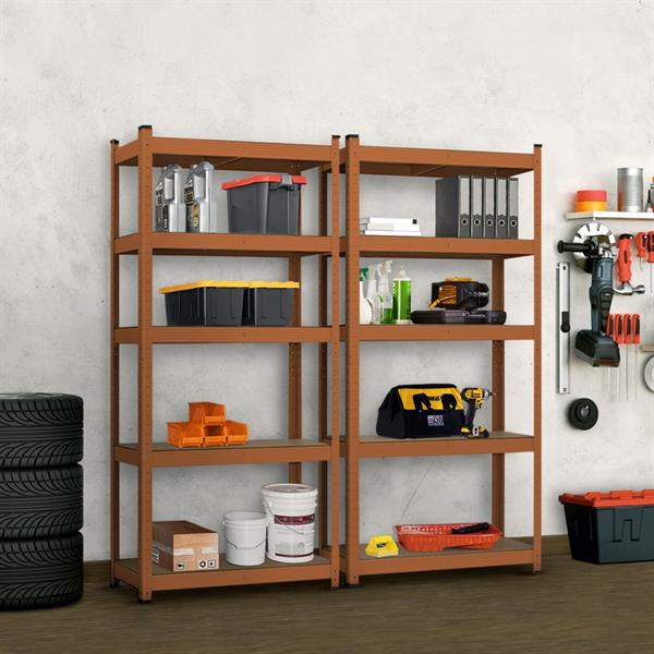 Scaffali metallici 150x75x30 cm mattone 5 ripiani
