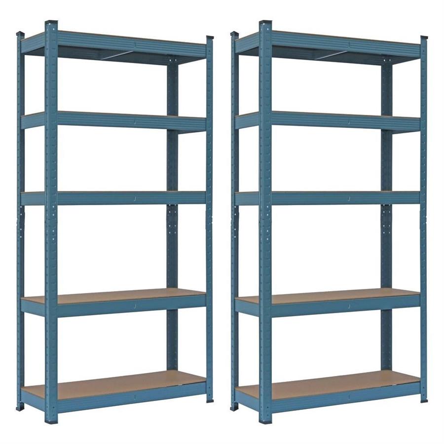 Set da 2 scaffali metallici 150x75x30 cm, cedro