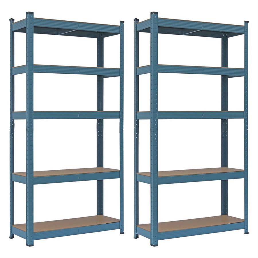 Set da 2 scaffali metallici 150x75x30 cm, cedro