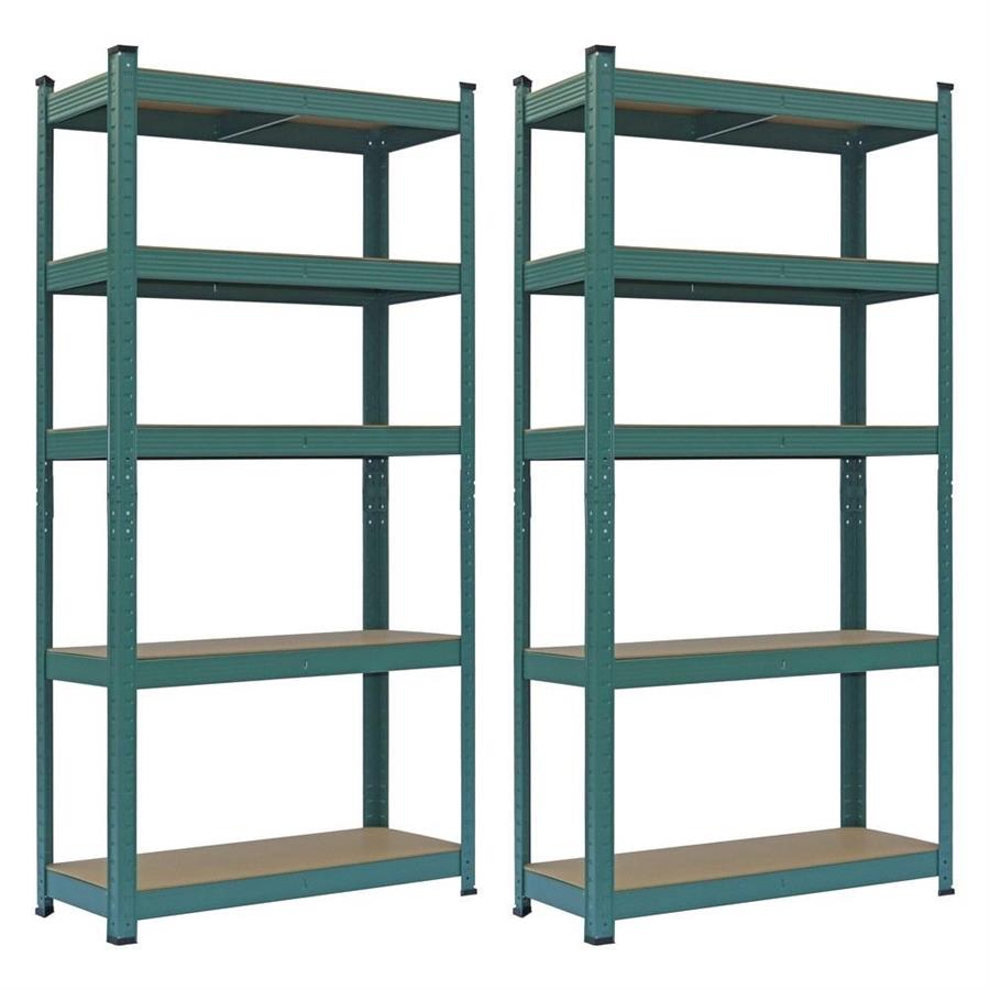Coppia di scaffali metallici verdi  150x75x30 cm