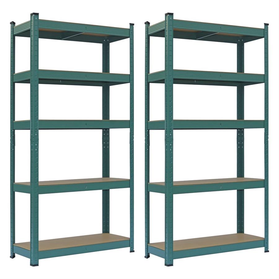 Coppia di scaffali metallici verdi  150x75x30 cm