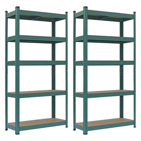 Coppia di scaffali metallici verdi  150x75x30 cm
