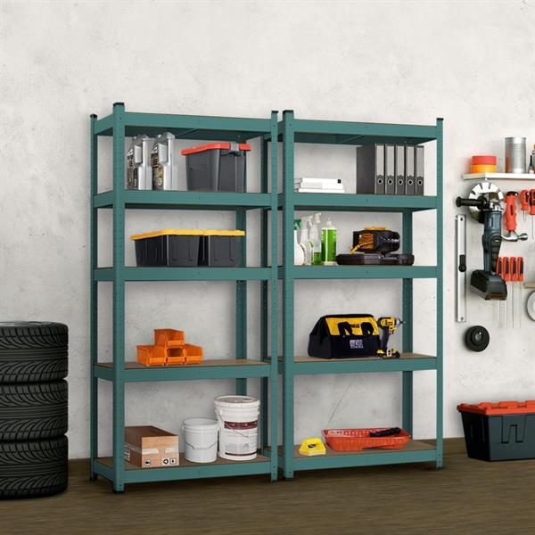 Coppia di scaffali metallici verdi  150x75x30 cm