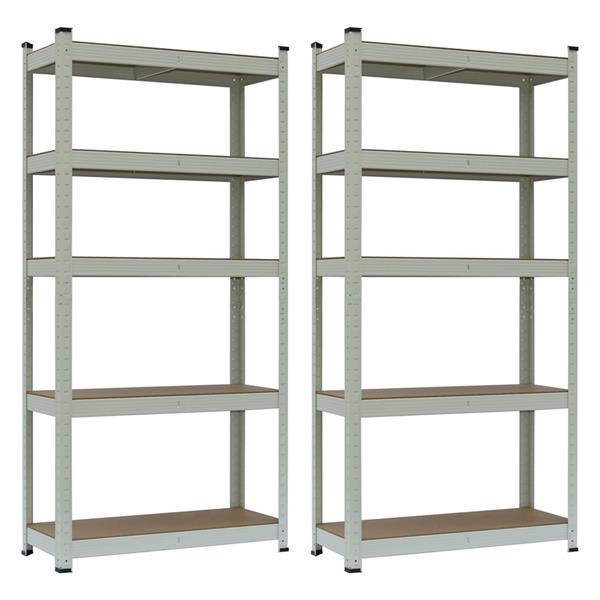 Set da 2 scaffali metallici 150x75x30 cm, color avorio