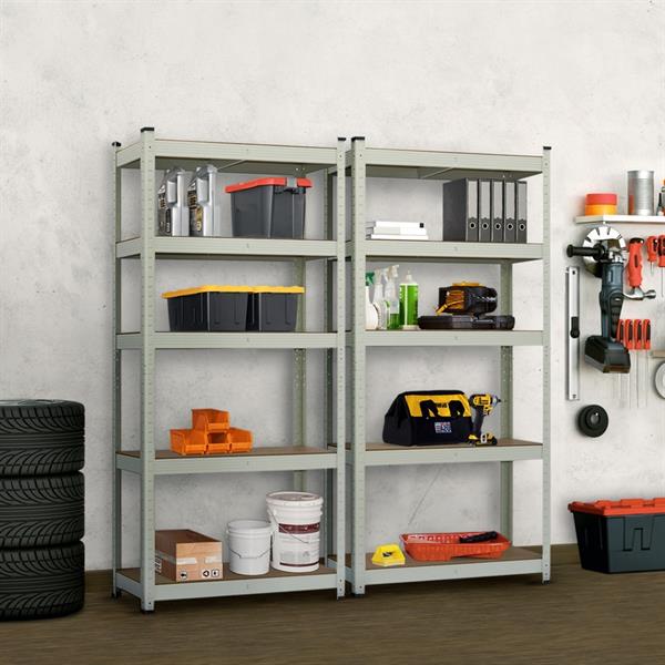 Set da 2 scaffali metallici 150x75x30 cm, color avorio