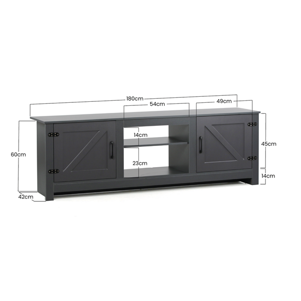 Mobiletto TV grigio scuro con 2 vani e 2 ante 180x42x60 cm