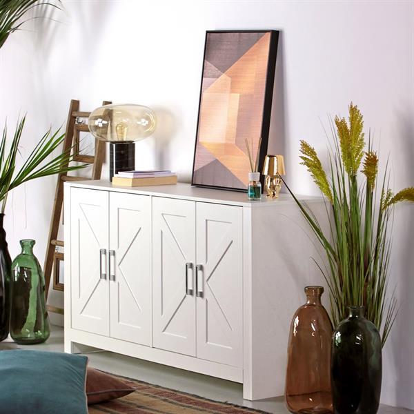 Credenza moderna bianca con 4 ante 150x40x80 cm