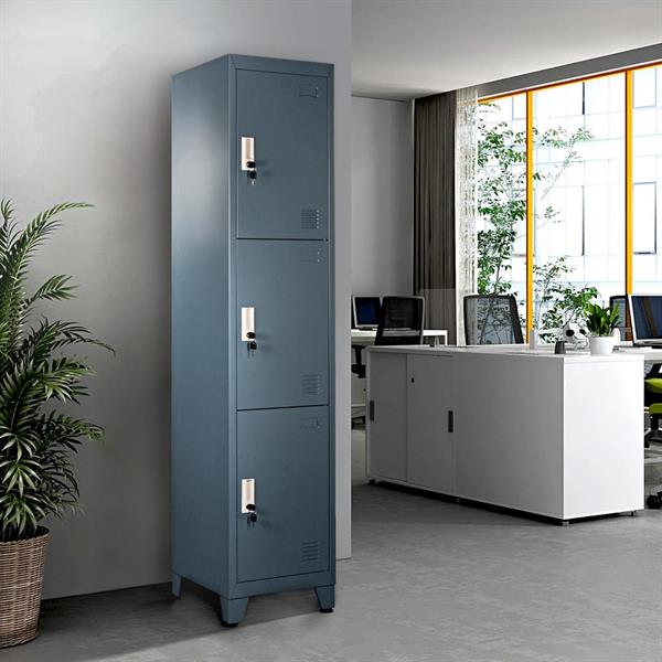 Armadio in metallo 3 ante 190X38X45 ceruleo
