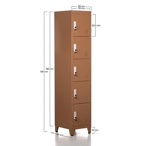 Armadio metallo color mattone con 5 ante