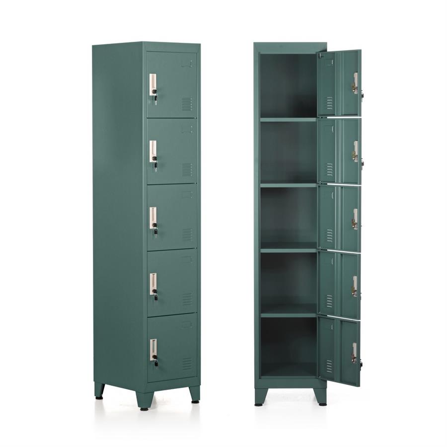 Armadietto in metallo 5 ante verde 180X38X45