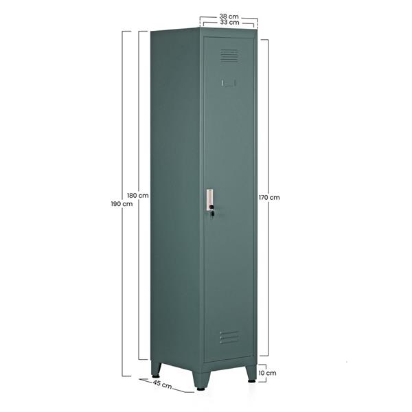 Armadietto metallo 190X38X45 con separatore centrale verde