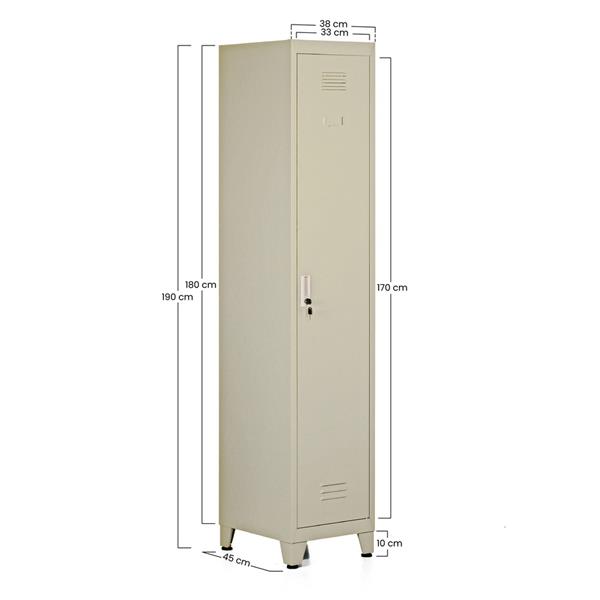 Armadietto sporco-pulito in metallo 190x45x38 cm avorio